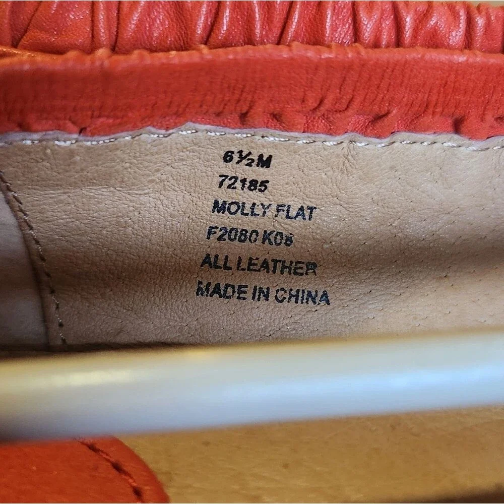 FRYE Molly Women's 6.5 Red Orange Leather Ballet Flats NEW Vibrant Statement